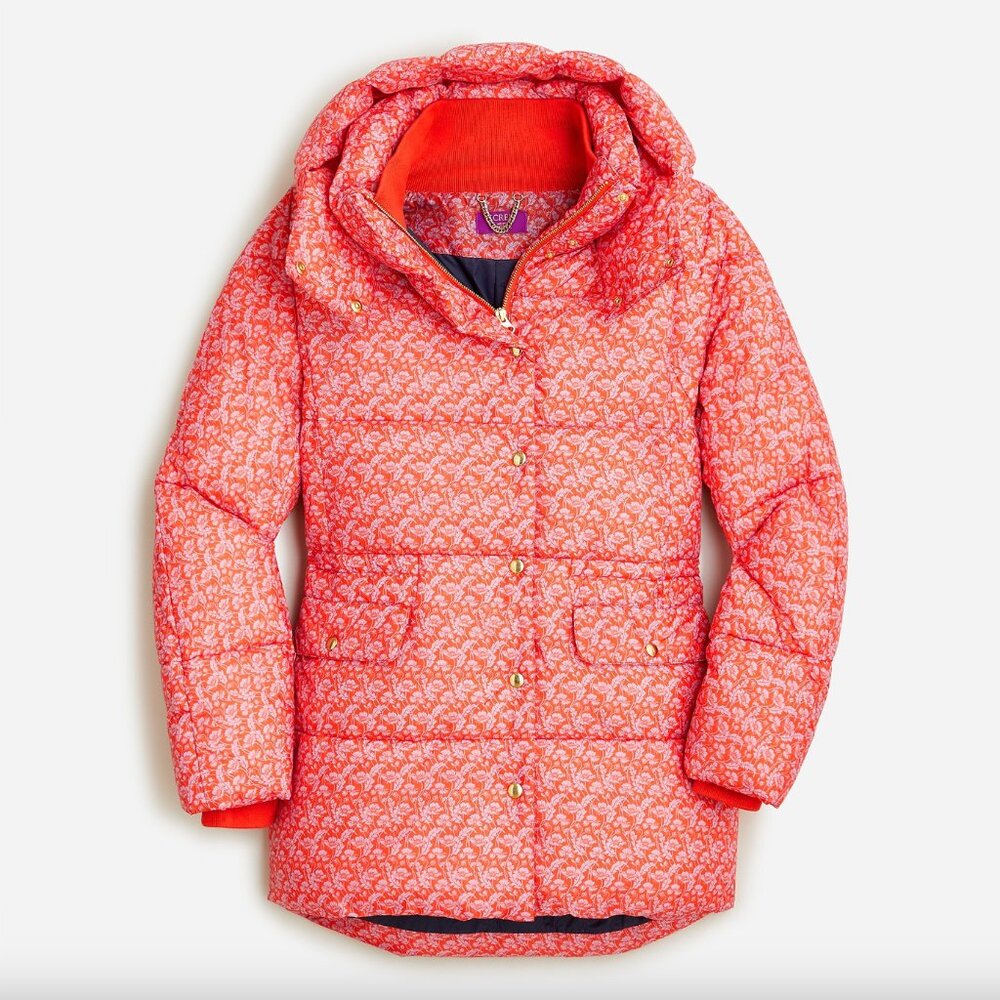 J. Crew Chateau Puffer Coat in Liberty® Toutouayette Fabric
